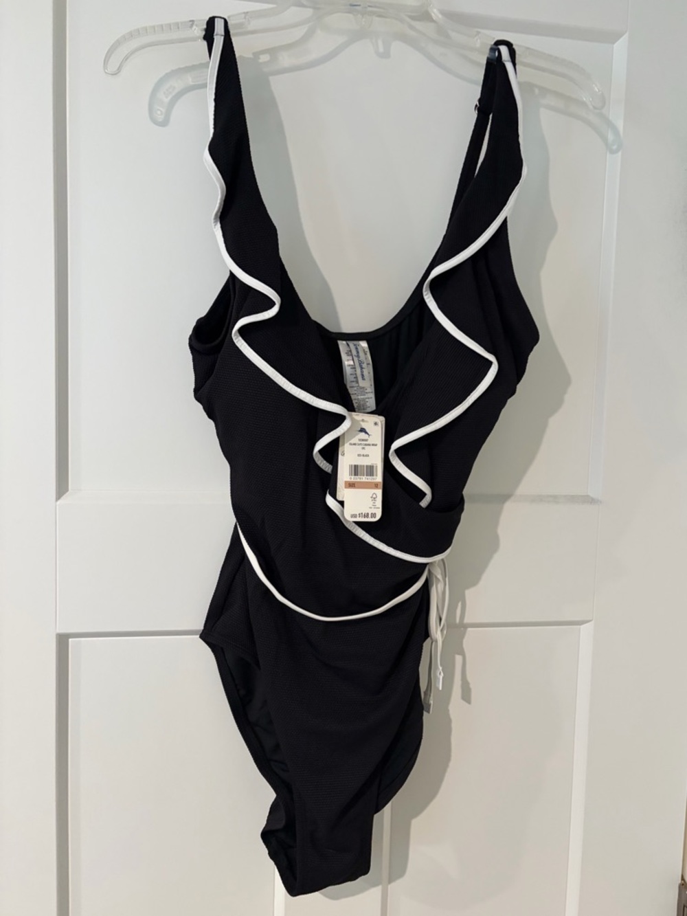 TOMMY BAHAMA WOMENS ISLAND CAYS 1 PIECE SWIMSUIT SIZE 12 BLACK/WHITE NWT! - Picture 3 of 5
